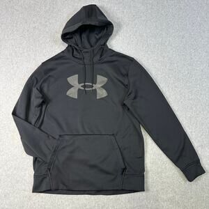 Under Armour Hoodie Gray Mens L Logo Loose Fit Pullover Activewear Sweatshirt